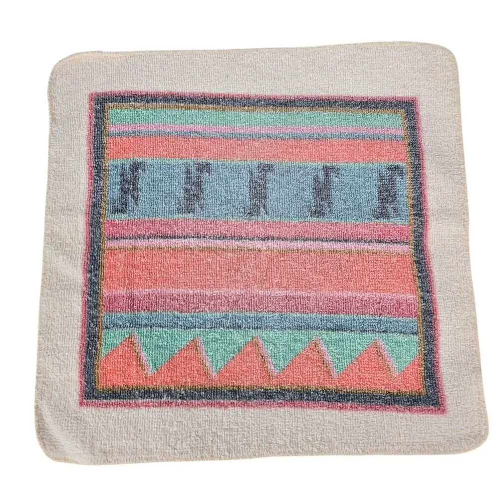 Vintage Martex Face Washcloth Face Striped Multicolor Aztec Southwest 12